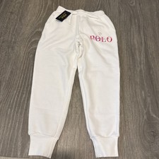 Polo Ralph Lauren Sweatpants Girls Size Small (7) White/Pink NWT