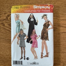 Simplicity Costume For Misses 2790 SIZE A XS, S, M, L, XL New FF
