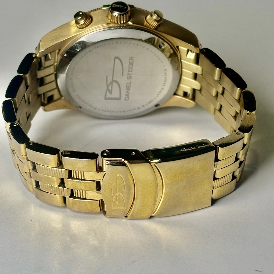 Reloj Daniel Steiger Alphagraph oro francés para hombre cronógrafo día fecha DS 8098 Foto 3 de 4