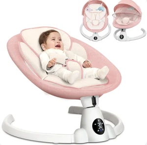 Babyeap Baby Swing pour bébés Smart Electric Swing avec Bluetooth Control Rose
