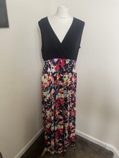 Womans Boohoo Black Floral Print Maxi Summer Dress UK Size 16