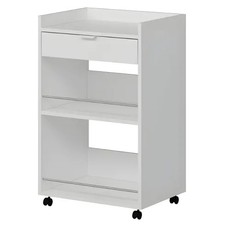 Carrello per Cucina Mobile Multiuso Ruote Bianco 1 Cassetto 2 Ripiani
