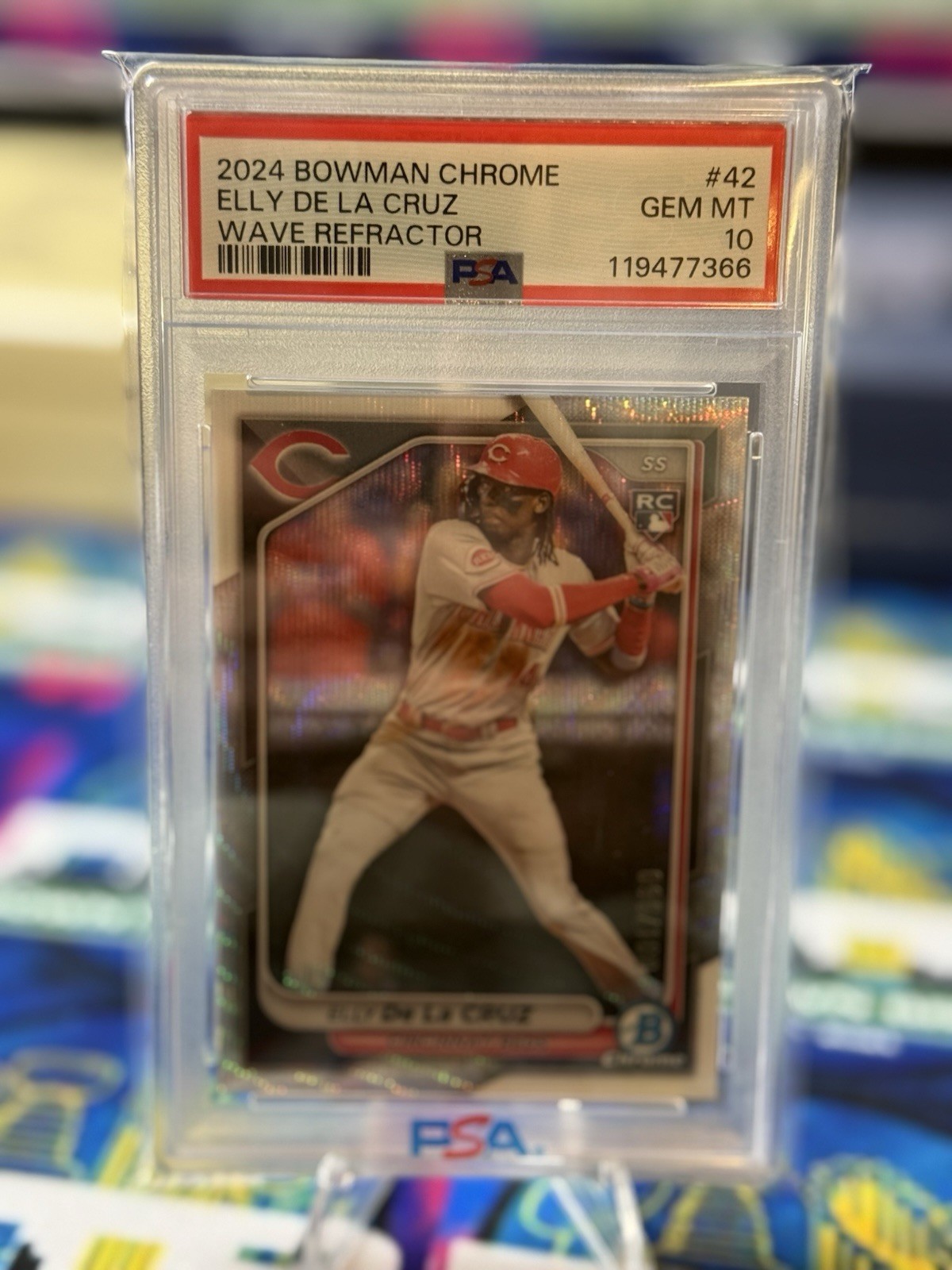 2024 Bowman Chrome - Elly De La Cruz #42 Wave Refractor #91/100 (RC) PSA 10