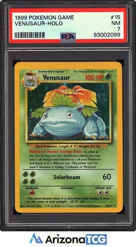 Pokemon 1999 Venusaur 15/102 Holo Base Set PSA 7