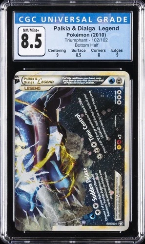 2010 POKÉMON TRIUMPHANT BOTTOM HALF #102/102 PALKIA & DIALGA LEGEND CGC 8.5