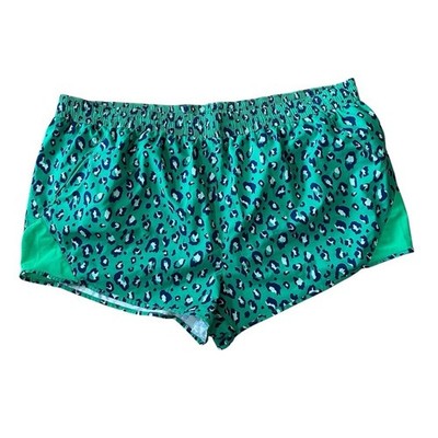 All in Motion Women s Green and Navy Cheetah Print Lined Shorts Sz 3X GUC