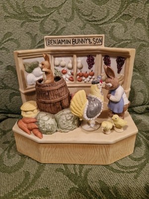 Seltene Vintage Schmid Beatrix Potter Benjamin Hase Spieluhr mit Originalkarton