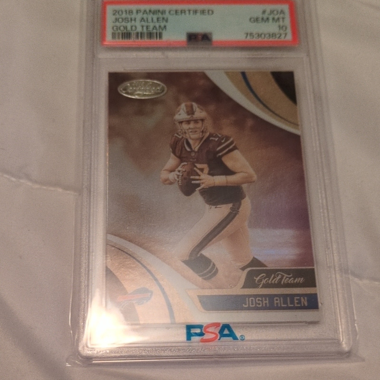 Panini 2018 Certified Josh Allen Gold Team Rookie Insert #GT-JOA PSA 10