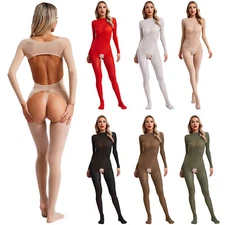 Women Lingerie One Piece Stockings Footed Full Length Bodysuit Bodysuit Silk