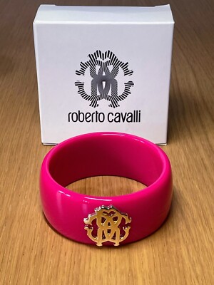 Authentischer Roberto Cavalli rosa monogrammierter Armreif Armband - neu