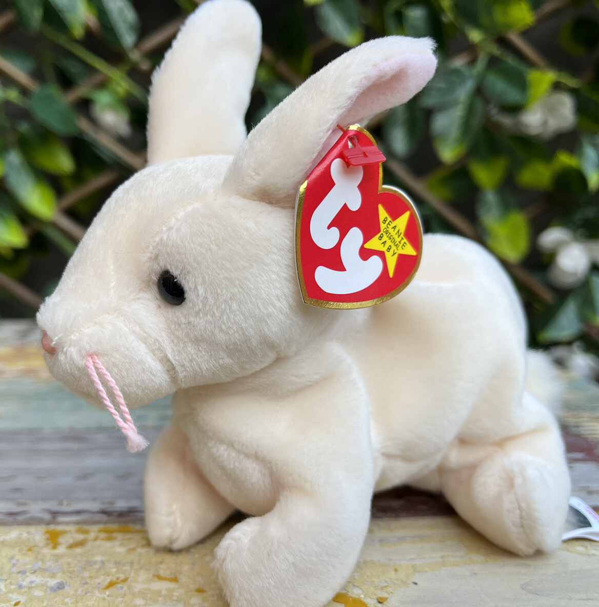 Bunny Rabbit Called Nibbler Pink Soft Toy Plush TY Beanies 1999 With TAGS NEW