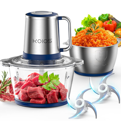 KOIOS Electric Food Processor & Meat Grinder with 2 Bowls 8 Cups Food Chopper