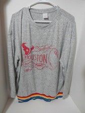 New Ladies Houston Texans Medium Grey Sweater Long Sleeved Fit Yoga Logo NFL
