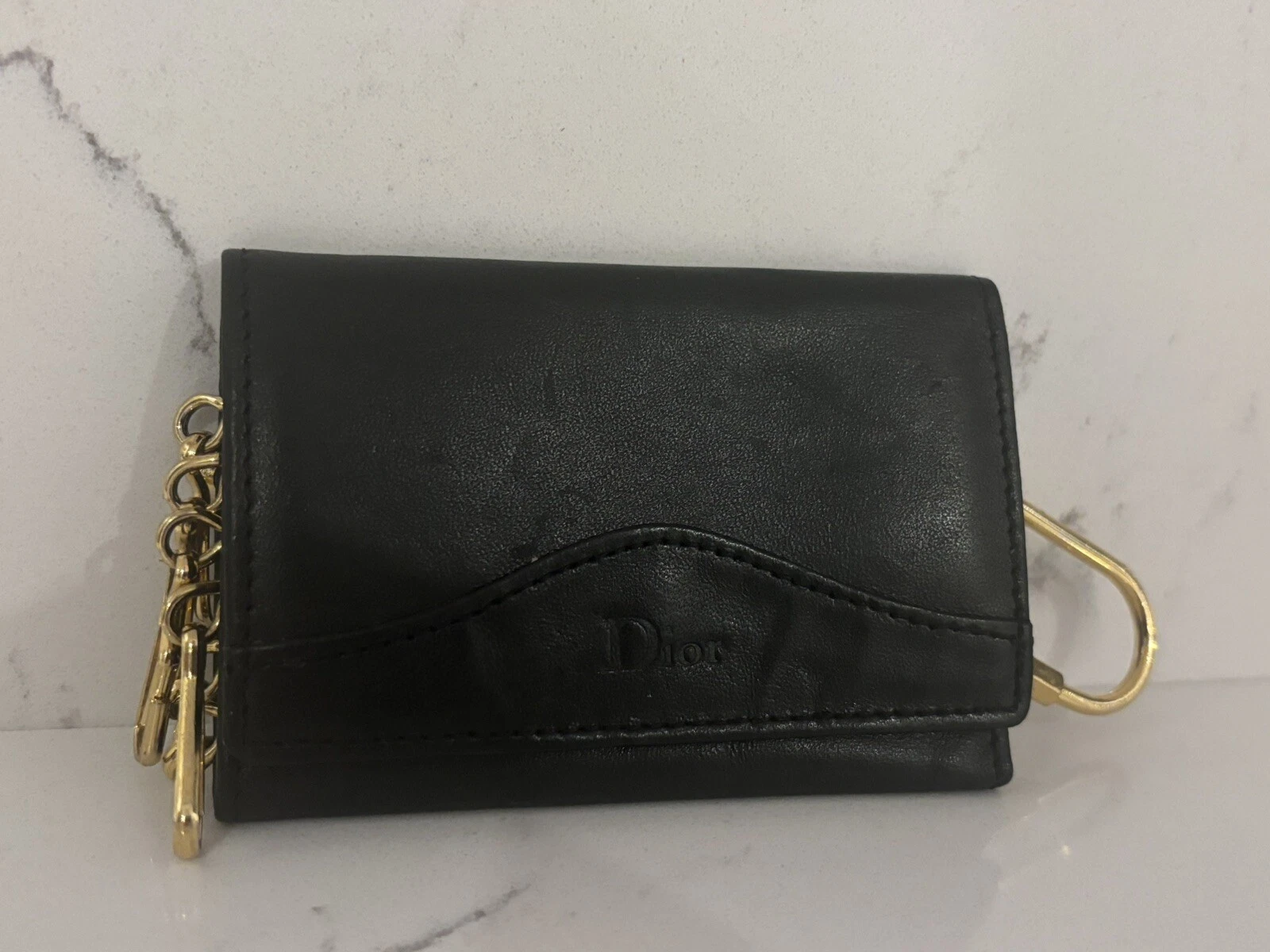 Portefeuille porte clé Christian Dior noir vintage