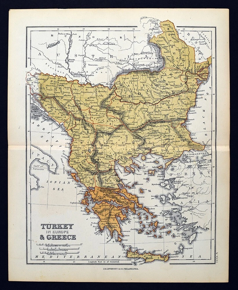 古董欧洲地图、地图册罗马尼亚1800-1899 日期范围| eBay