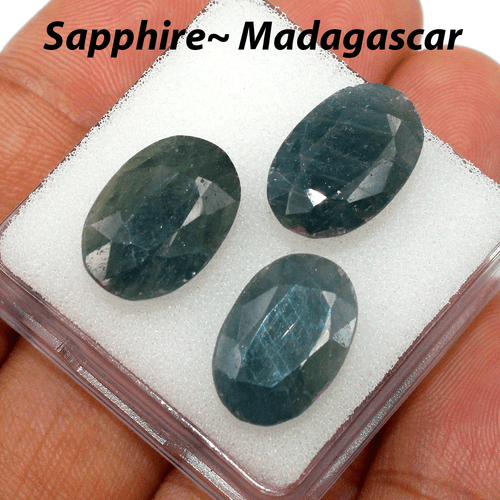 3 piezas piedras preciosas de corte facetado ovalado de zafiro azul natural de Madagascar de 15,4 mm-15,7 mm - Imagen 2 de 13