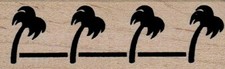 Four Palm Tree Border 1 1/4 x 3 1/2" Rubber Stamp, Plant Stamp, Tree Stamp