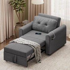 Hadibio 3 in 1 Sofa Bed, Convertible Sleeper Chair Bed with Linen Armchair