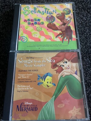 Disney Sebastian 2 CD Lot - Party Gras! CD Walt Disney 1991 + Sea Music Sampler