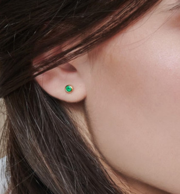 Natural Emerald Stud Earrings Gold Plated Earrings Birthday Gift For Girls Sale