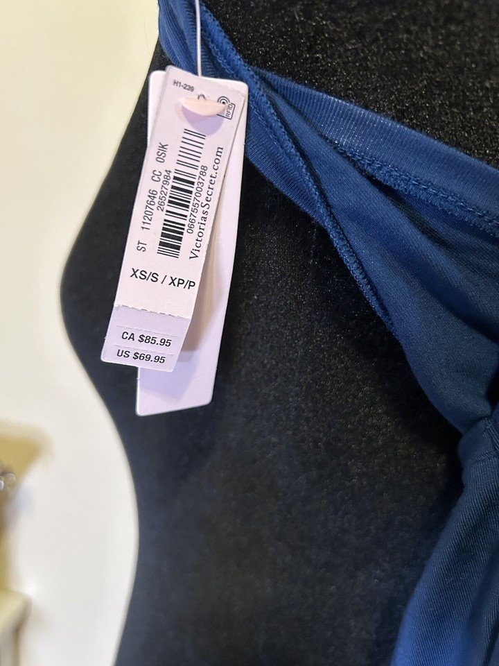 Victoria’s Secret Jumpsuit Cozy Pajamas Womens XS Blue V Neck Curvy Fit