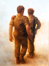 WILLIAM WEINTRAUB (1926-2017), Oil on Canvas, Paratroopers Soldiers, Red Beret