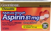 Goodsense® Adult Low Strength Aspirin 81 Mg Tab Orange Case Pack 24-966616 on sale Goodsense® Adult Low Strength Aspirin 81 Mg Tab Orange Case Pack 24-966616 on sale