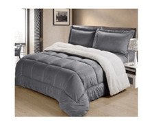 Ultimate Luxury Reversible Micromink and Sherpa 3-Pc. Comforter Set, King - Pewt