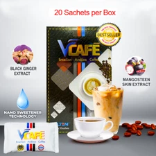 VCAFE Premium Brazilian Arabica Coffee Extract Black Ginger Antioxidant 20 Sach.