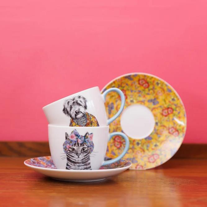 Animal Tea Cups Saucers Set 2 Tableware Table Dining Teacups Fine China 240ml - Image 2