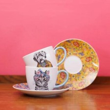 Animal Tea Cups Saucers Set 2 Tableware Table Dining Teacups Fine China 240ml