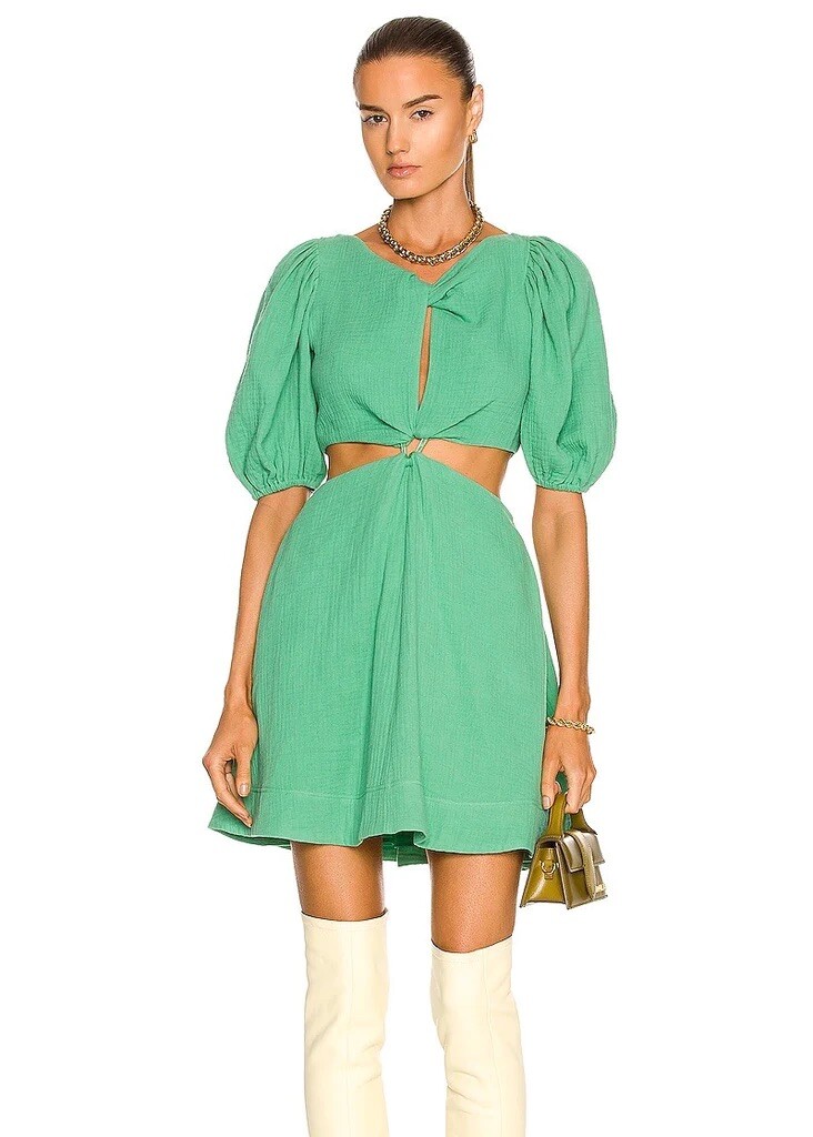 simkhai green dress SIMKHAI Sandrine Crepe Bustier Midi Dress