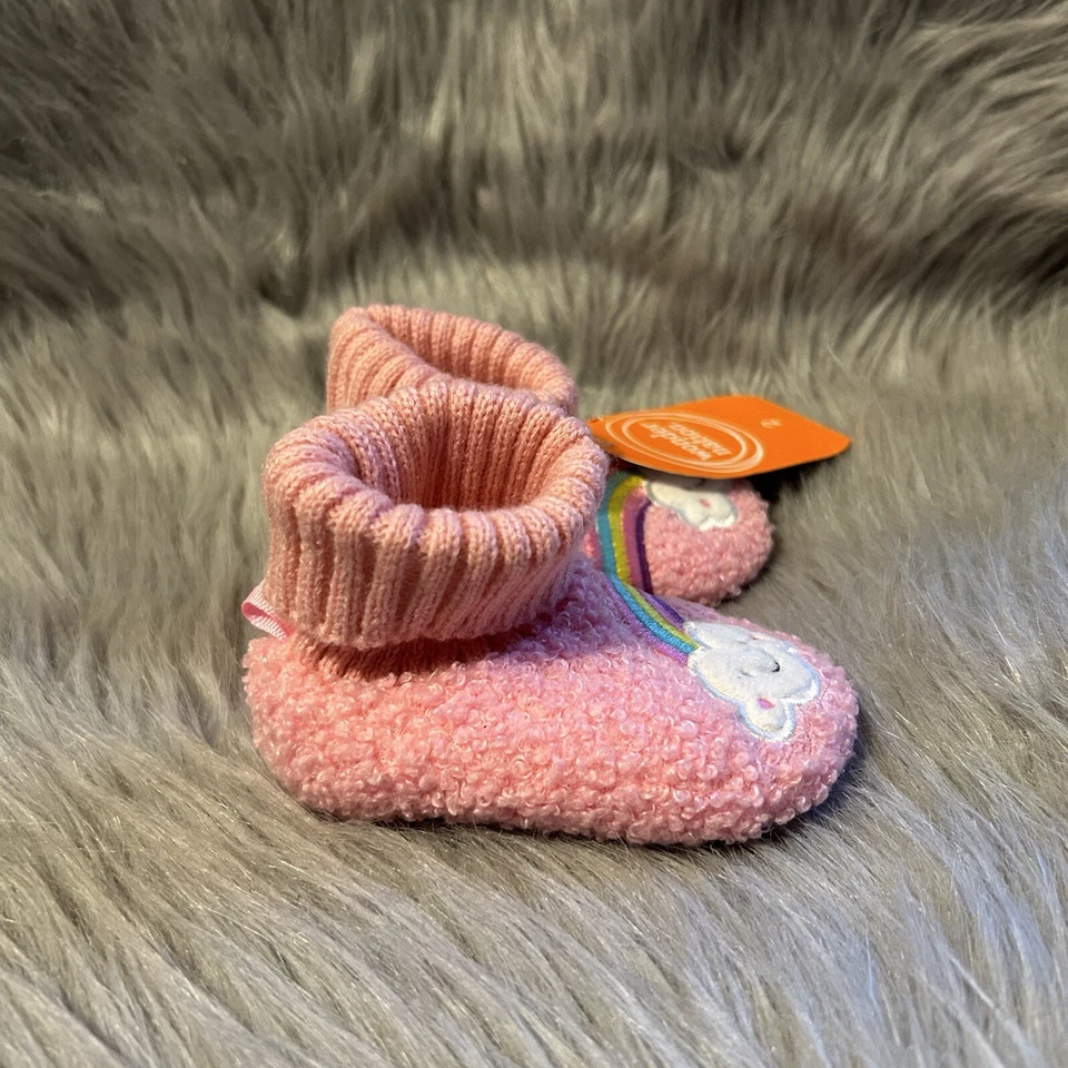 Pantuflas Wonder Nation Talla 2 Rosa Esponjoso Arcoíris Zapatos Botín Foto 4 de 4