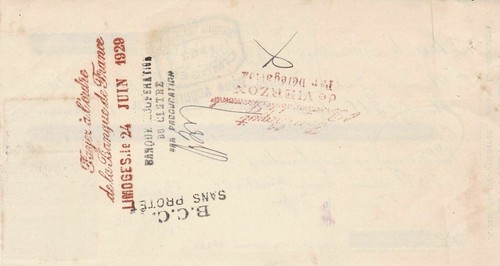 Martial Picat Limoges 1929 Invoice & Cancels Revenue Stamps Receipt-Tr Rf 43070 - Picture 5 of 5
