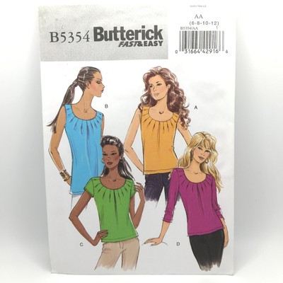 Butterick B5354 Misses Sz 6-12 Loose Fitting Blouse Top Sewing Pattern FF UC