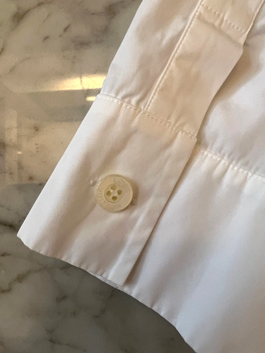 LOUIS VUITTON WHITE COTTON PLEATED DRESS with PURPLE STRIPES INNER FACINGS-SZ 38 - Picture 14 of 19