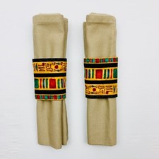 2x Napkin Ancient Egyptian Style Themed Beige Dinning Napkin 45.5 cm x 45.5 cm