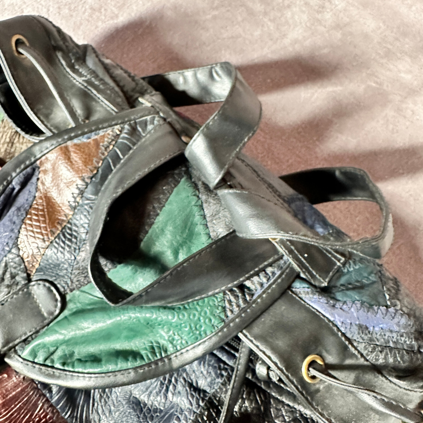 Handmade Multicolor Leather Patchwork Exterior Po… - image 9