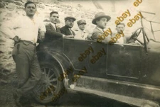 #48619 Greece 1920s. Six men. Photo with the car. Photo PC size RPPC