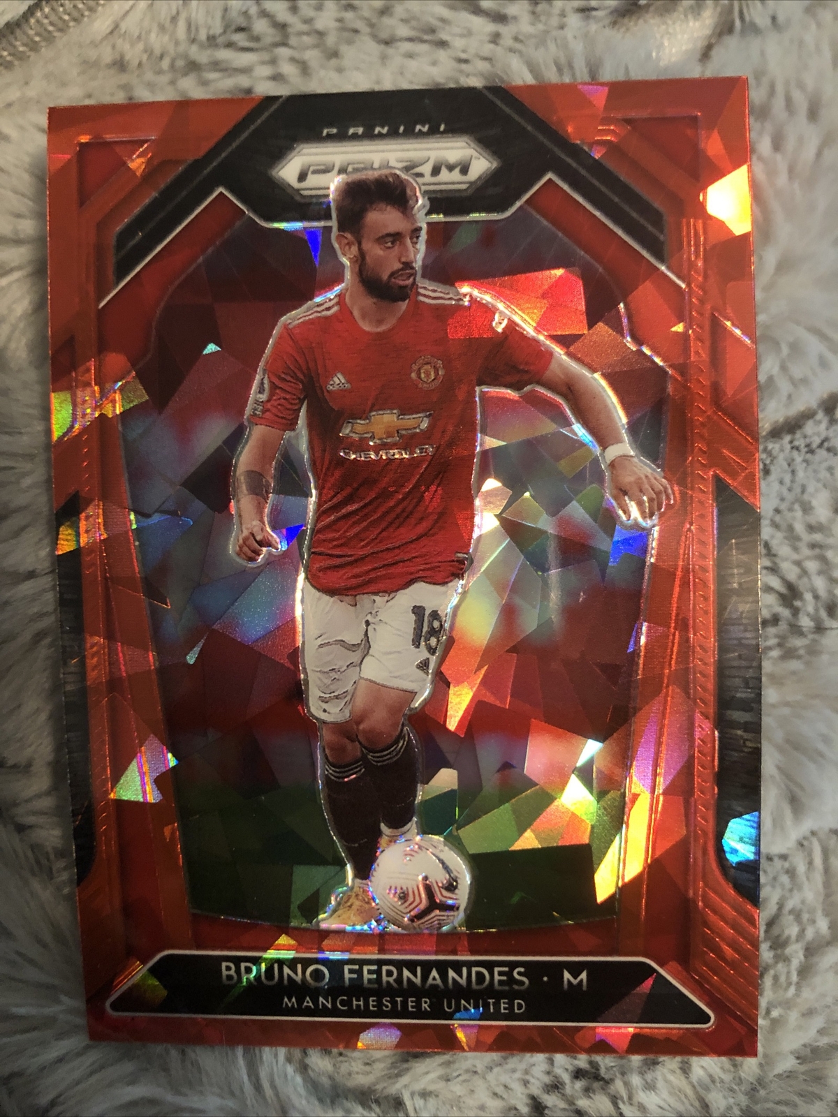 2020 Panini Prizm English Premier League Prizms Red Ice Bruno Fernandes #12