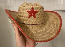 Vintage Kid's Child's Sized Straw Cowboy Sheriff Star Badge Hat Cap
