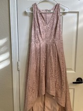 Eliza J Womens Blush Pink Lace Hi-Low Hem Midi Cocktail Dress Size 2P No Belt