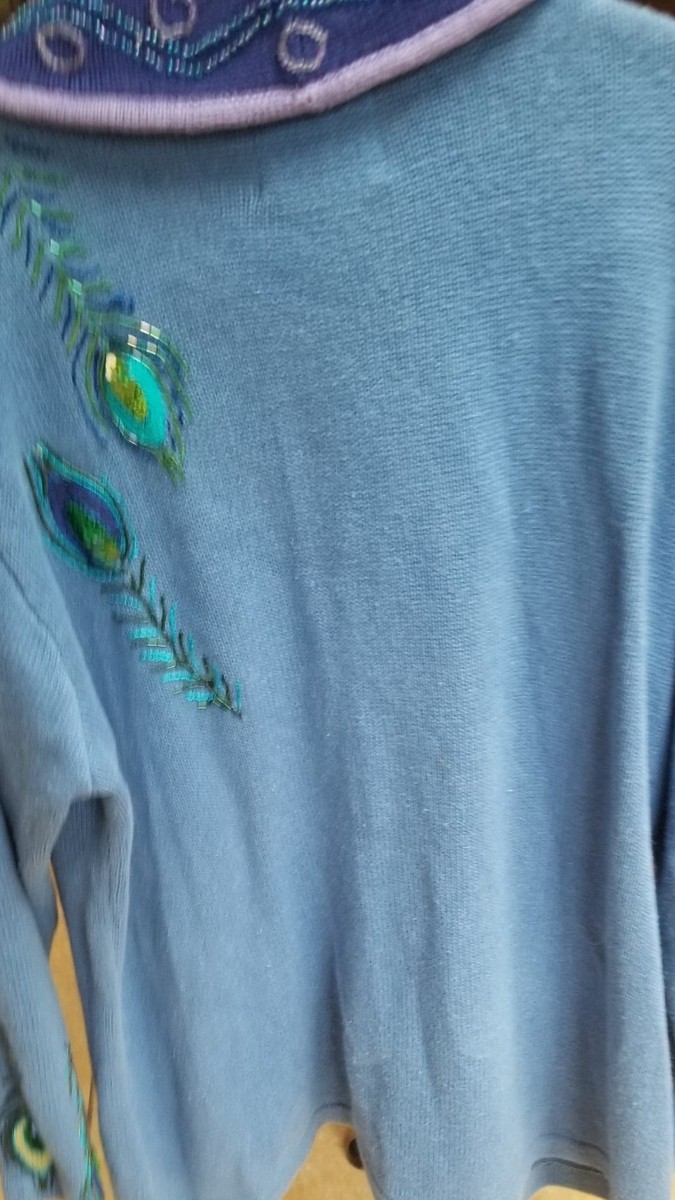 Storybook Knits Sz. 1X Blue Peacock Cardigan HSN P76 | eBay