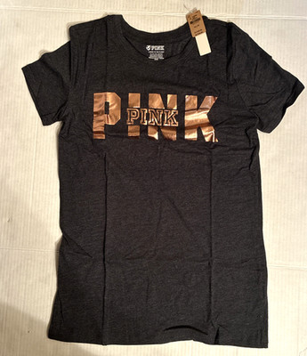 Victoria s Secret pink rose gold logo tee shirt short sleeve New tags XS 