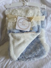 NWT Blankets  Beyond Blue White Patchwork Minky Baby Blanket Rosette Swirl