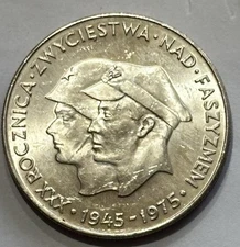 Poland 200 Zlotych 1975 Victory over Fascism Y#79 Silver Coin