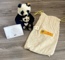 Steiff Cha Cha Panda Danbury Mint Mohair Bär mit Baby Echtheitszertifikat & Tasche