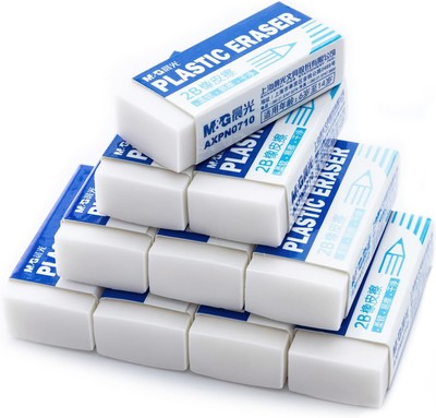 M&G 12 Pack Pencil Erasers, Small White Rubber Eraser for Kids School 