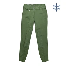 Horze 'Grand Prix' Thermo Winter Full Seat Fleece Breech in Green - Woman's 30