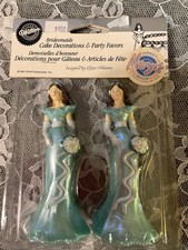 VTG 1991 Wilton Bridesmaids Cake Topper Decor 2 Pack Party Favors Wedding Green